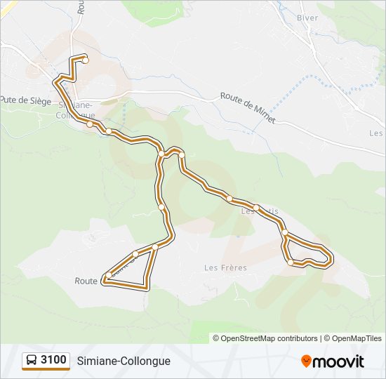 Plan de la ligne 3100 de bus