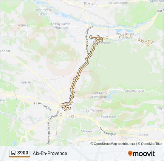 Plan de la ligne 3900 de bus