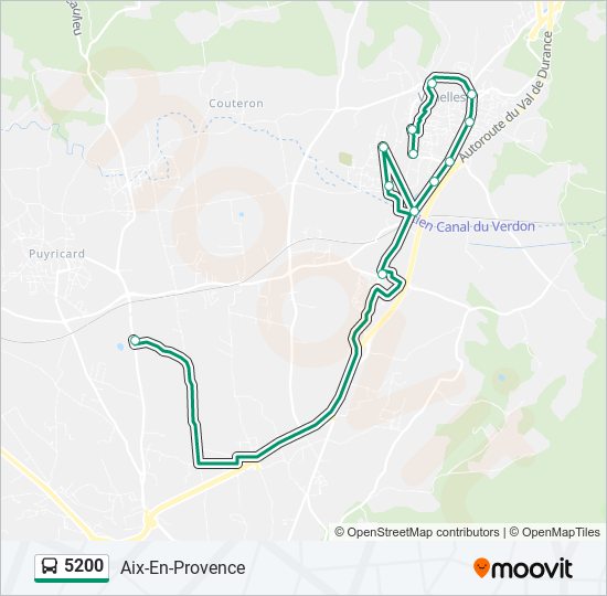 Plan de la ligne 5200 de bus