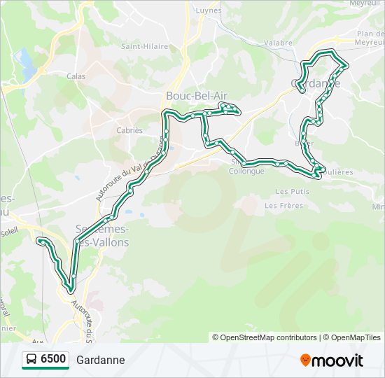 Plan de la ligne 6500 de bus