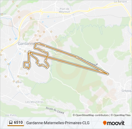 Plan de la ligne 6510 de bus