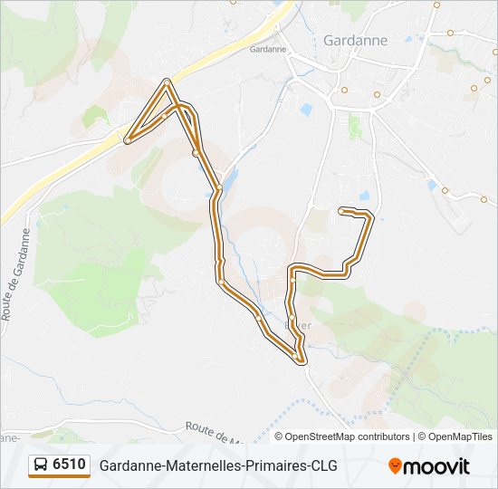 Plan de la ligne 6510 de bus