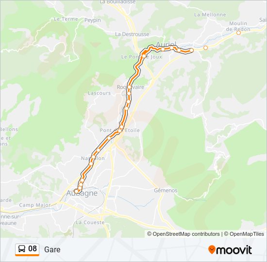 Plan de la ligne 08 de bus