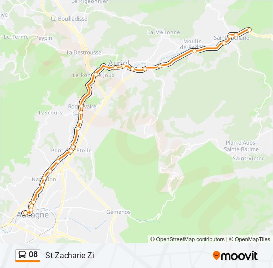 Plan de la ligne 08 de bus