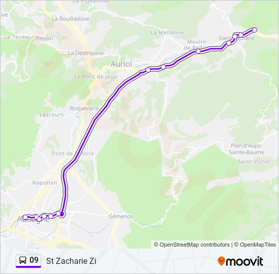 Plan de la ligne 09 de bus