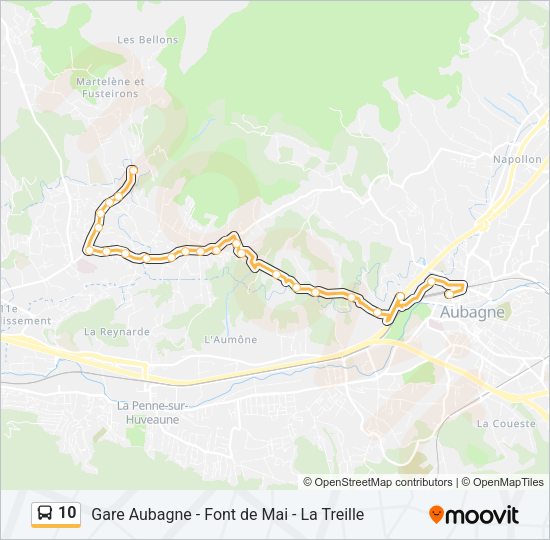 Plan de la ligne 10 de bus