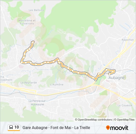 Plan de la ligne 10 de bus