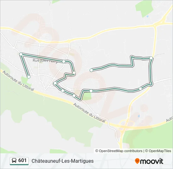 Plan de la ligne 601 de bus