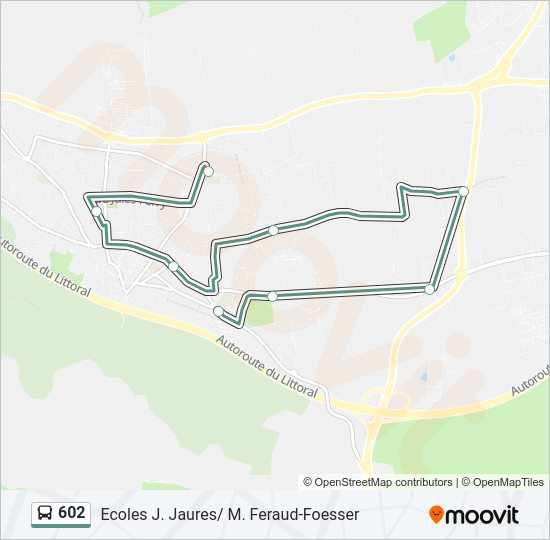 Plan de la ligne 602 de bus