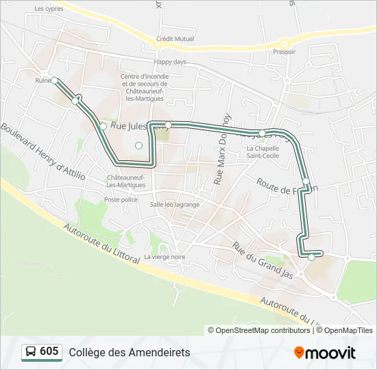 605 Bus Line Map