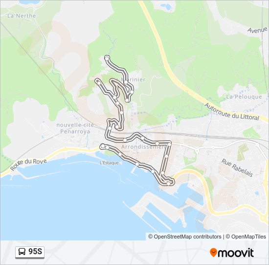 Plan de la ligne 95S de bus
