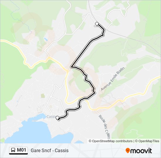 Plan de la ligne M01 de bus