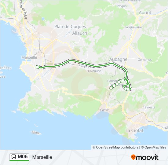 Plan de la ligne M06 de bus