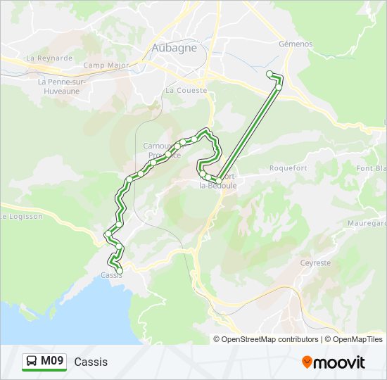 Plan de la ligne M09 de bus