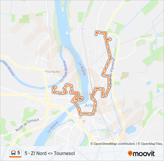 Plan de la ligne 5 de bus