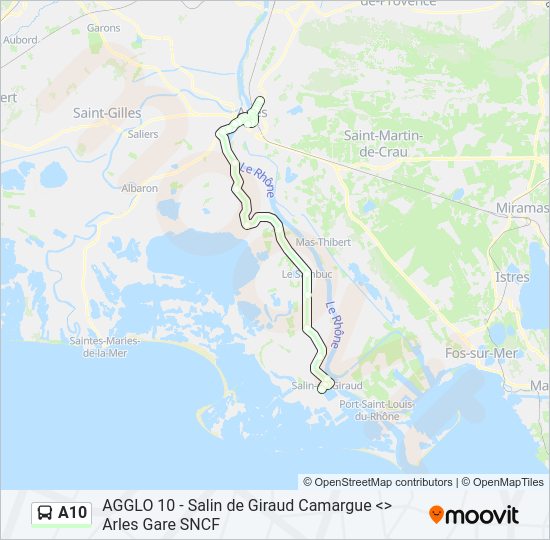 Plan de la ligne A10 de bus