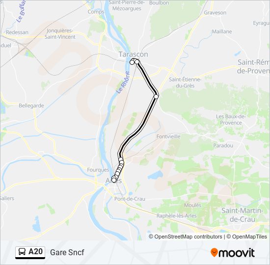 Mapa de A20 de autobús