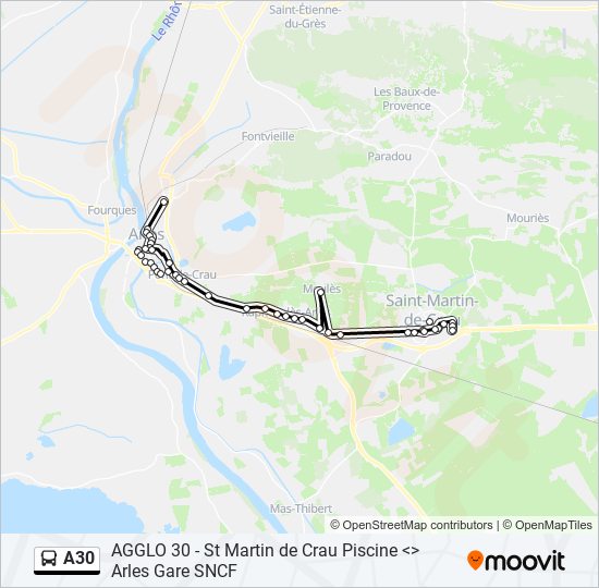 Mapa de A30 de autobús