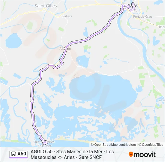 A50 Bus Line Map