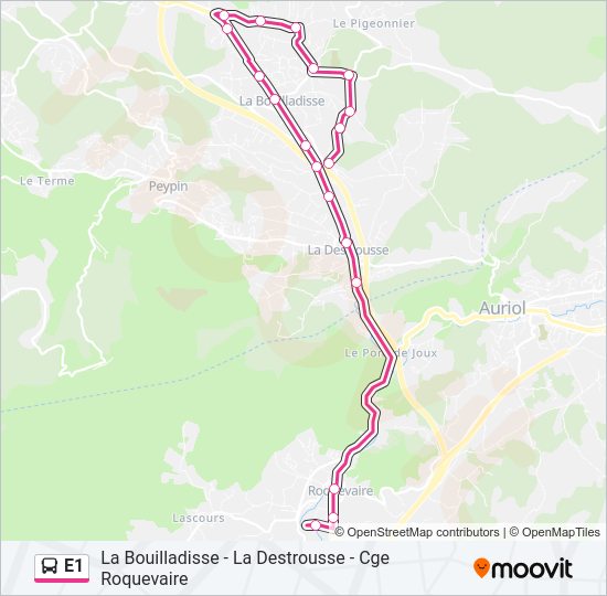 Plan de la ligne E1 de bus