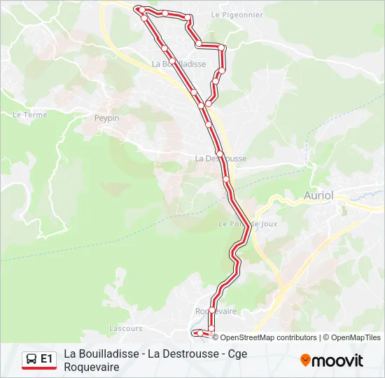 E1 Bus Line Map