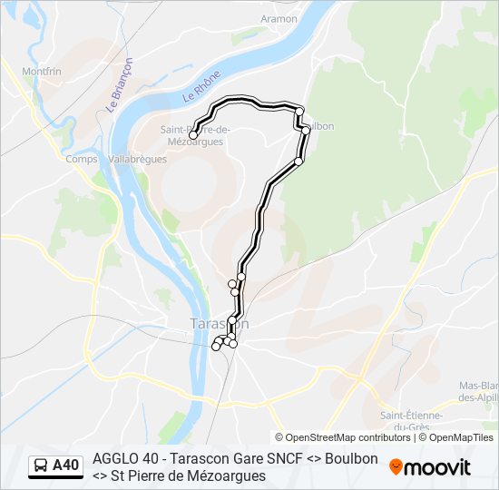 Mapa de A40 de autobús