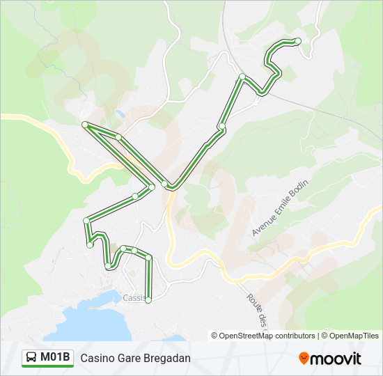 Plan de la ligne M01B de bus