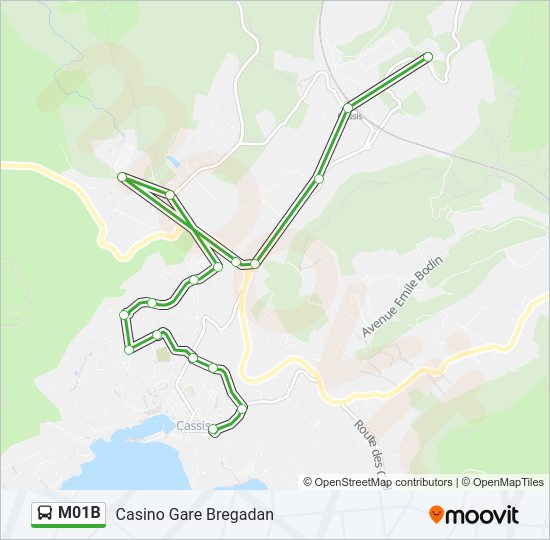 Plan de la ligne M01B de bus
