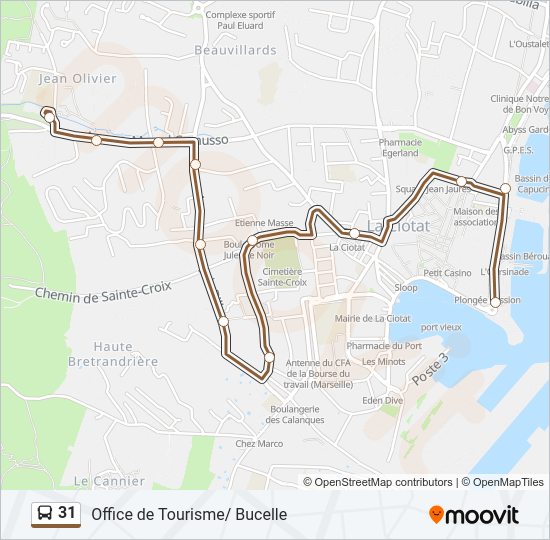 Plan de la ligne 31 de bus