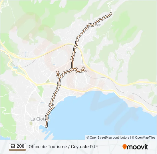 200 Bus Line Map