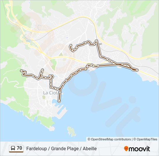 Plan de la ligne 70 de bus