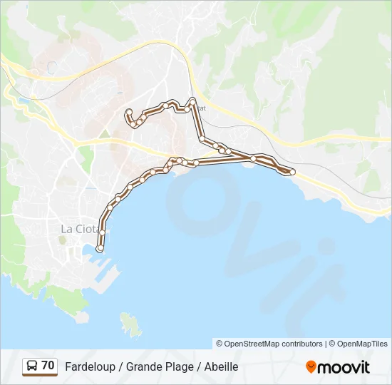 70 Bus Line Map