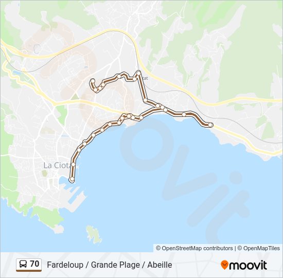 Plan de la ligne 70 de bus