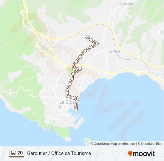 Plan de la ligne 20 de bus