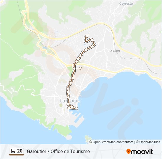 Plan de la ligne 20 de bus