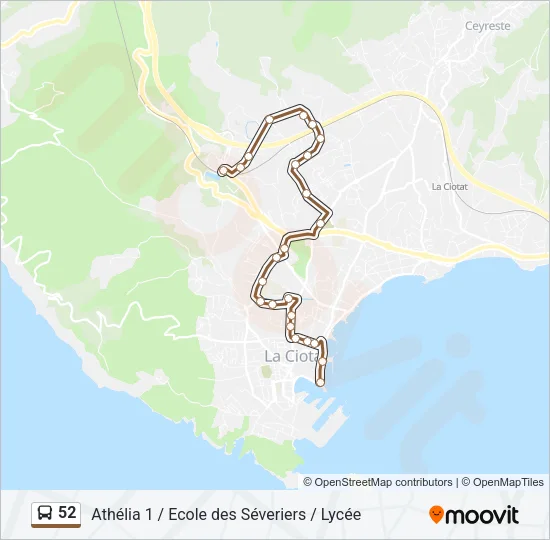 52 Bus Line Map
