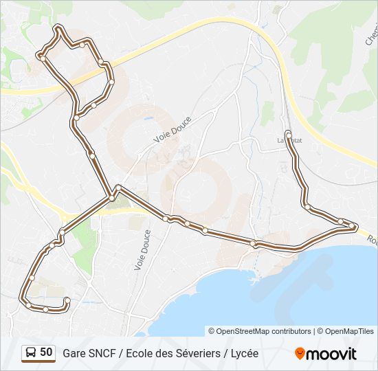 Plan de la ligne 50 de bus