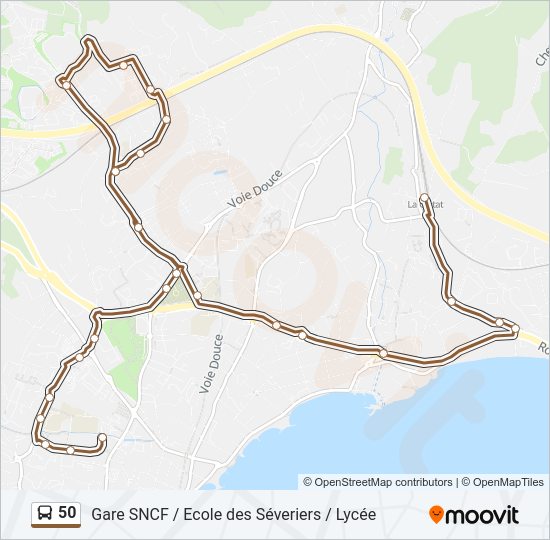 Plan de la ligne 50 de bus