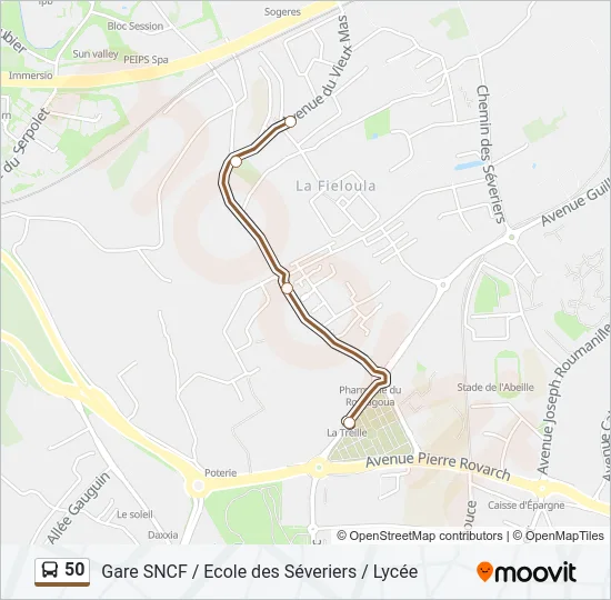 50 Bus Line Map