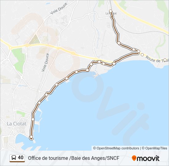 Plan de la ligne 40 de bus