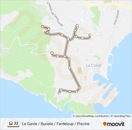 Plan de la ligne 32 de bus
