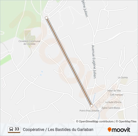 Plan de la ligne 33 de bus