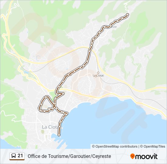 Plan de la ligne 21 de bus