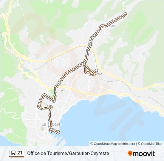 Plan de la ligne 21 de bus