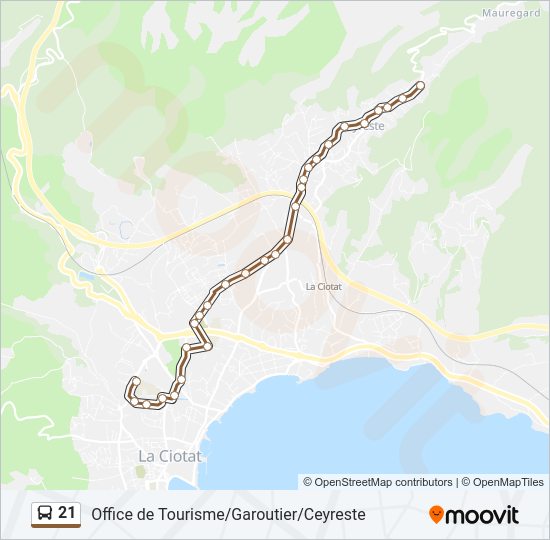Plan de la ligne 21 de bus