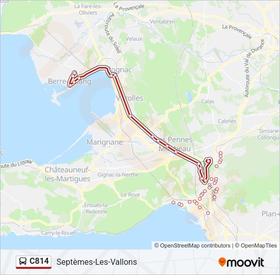 Plan de la ligne C814 de bus