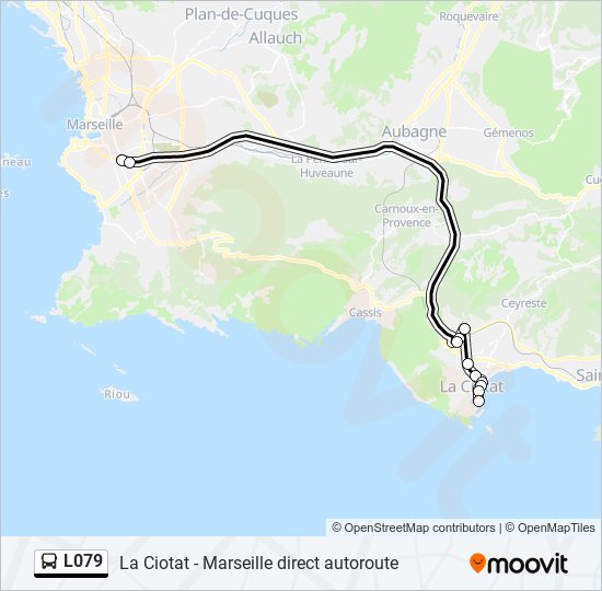 Plan de la ligne L079 de bus