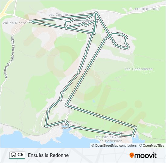 Plan de la ligne C6 de bus