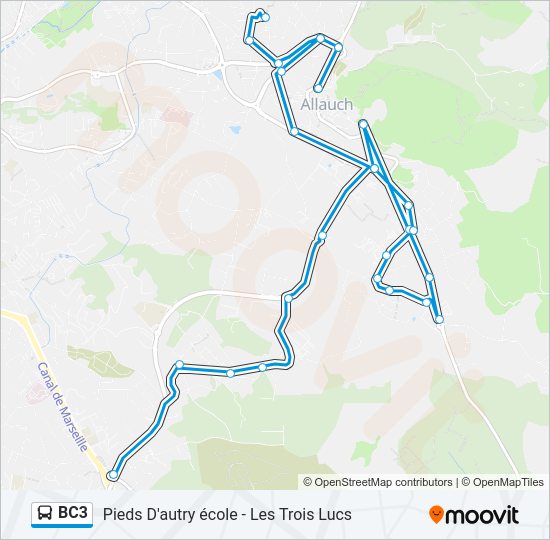 Plan de la ligne BC3 de bus