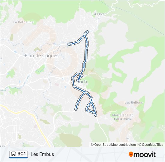 Plan de la ligne BC1 de bus